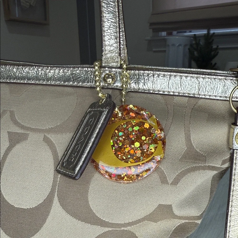 Coach Gold and Tan Signature Tote